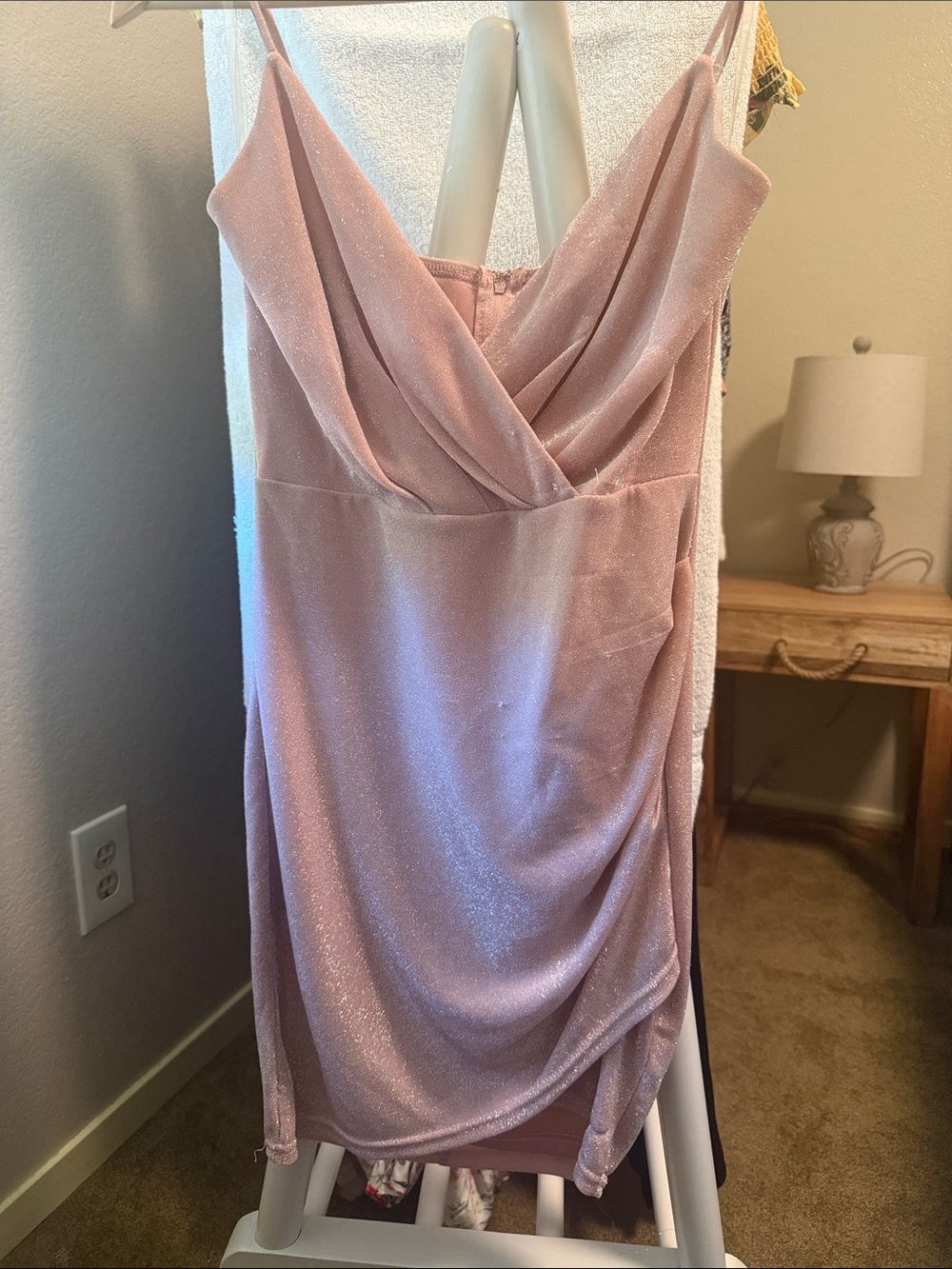 privy Rose Metallic Cowl Mini Dress
